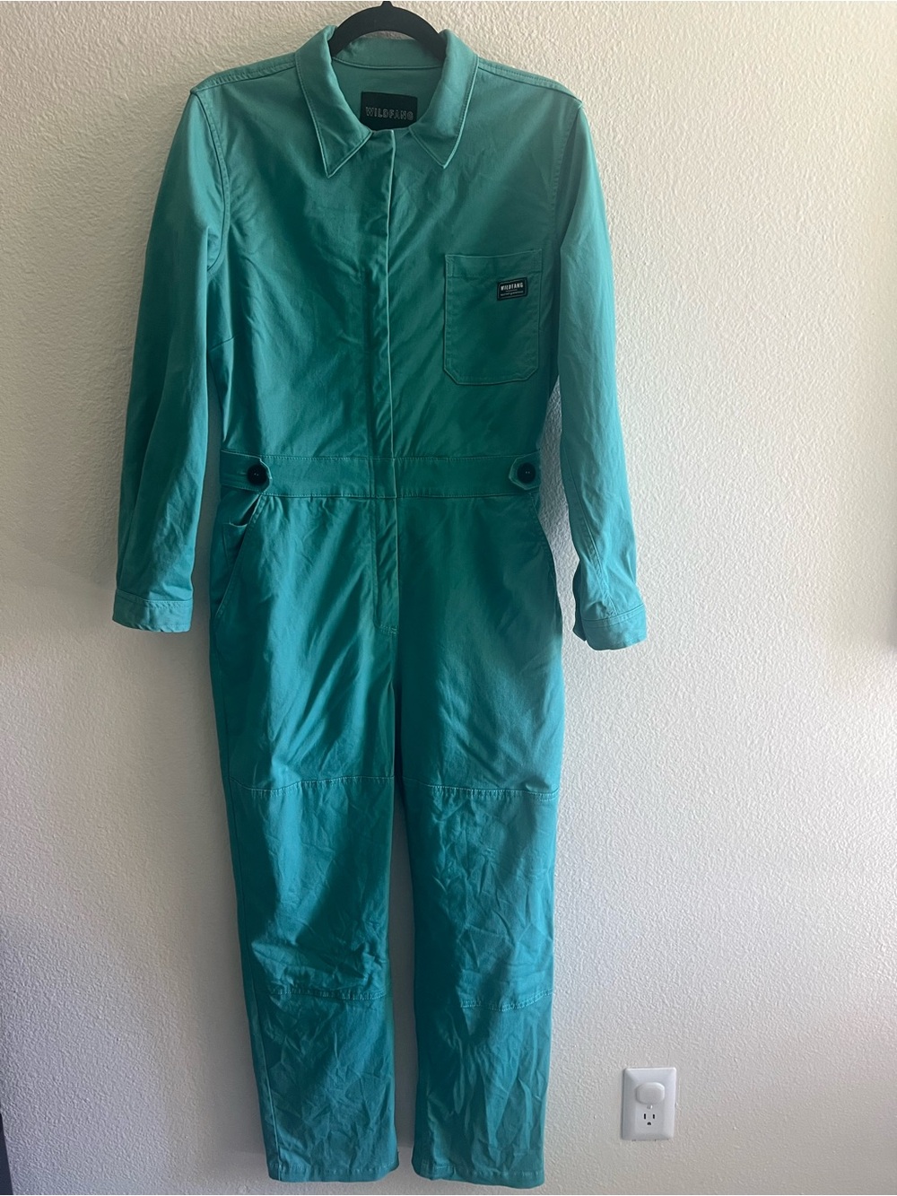 WILDFANG The Essential Adjustable Coverall Jumpsuit Teal Green Size M